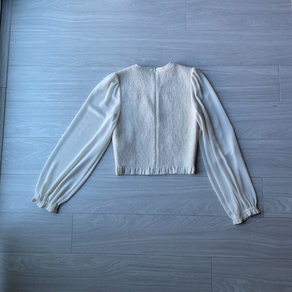 Quince Chiffon Cropped Smocked Blouse - Picture 6 of 7